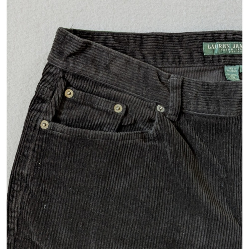 Lauren Jeans Co Corduroy Pants Womens 14P Black Stretch Classic Straight Leg - Picture 4 of 9
